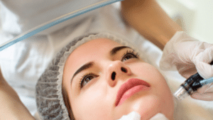 woman receiving hydrafacial treatment